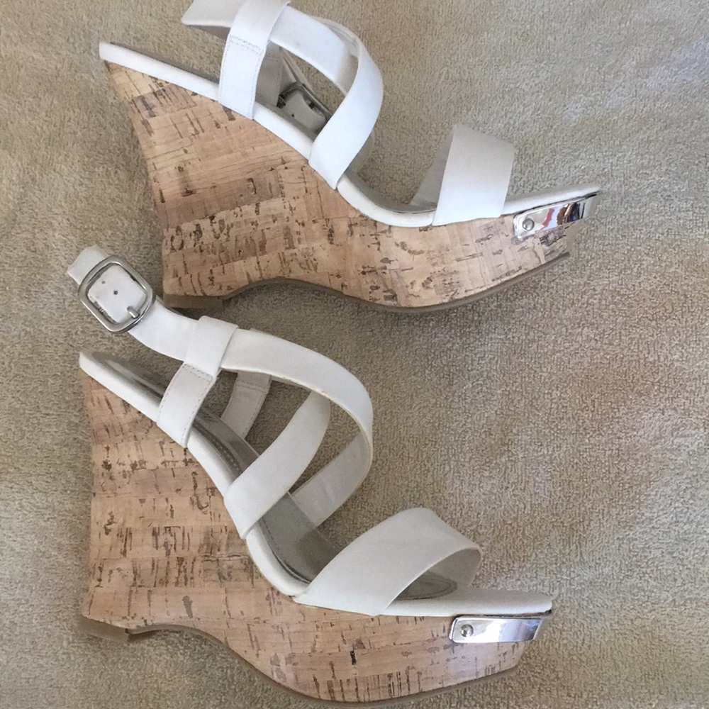 White wedge heels